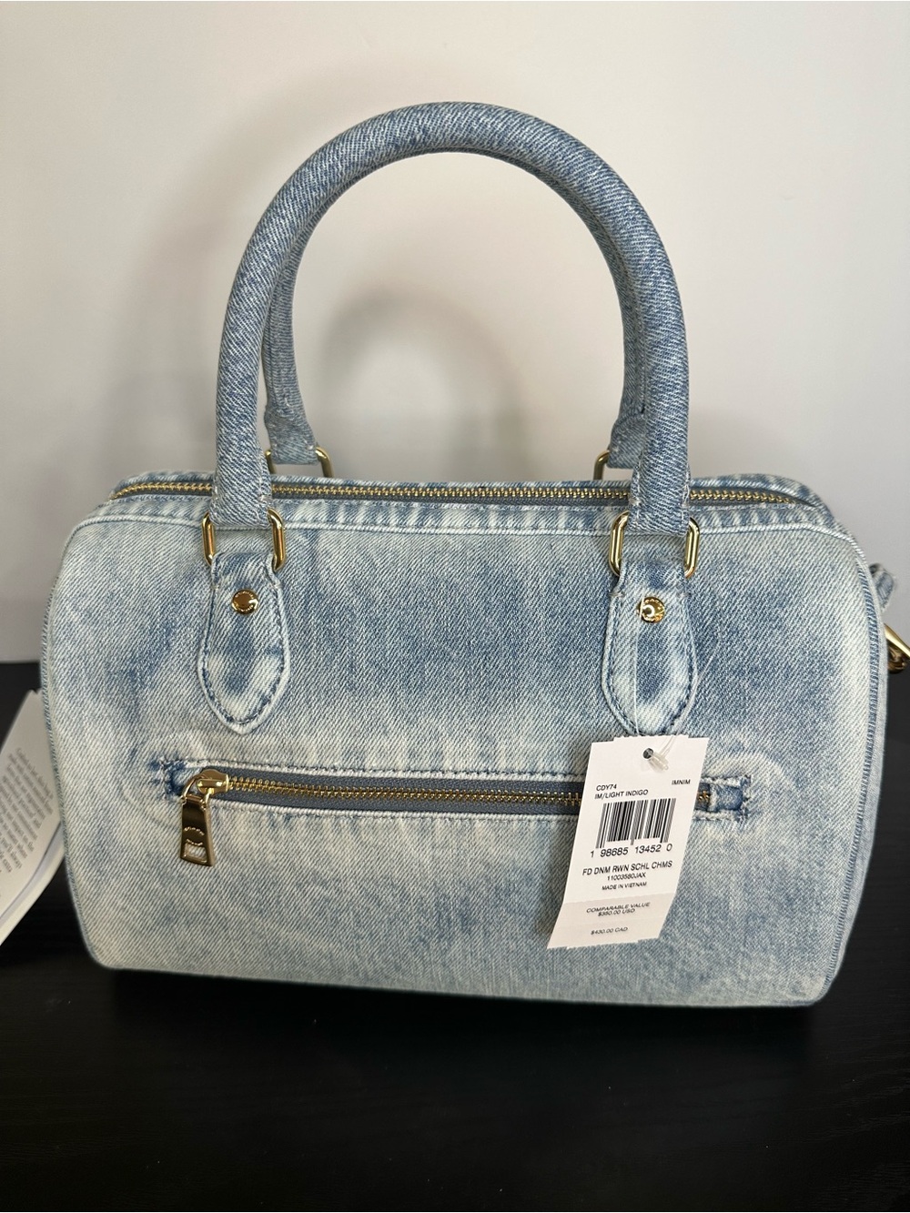 Coach CDY74 Rowan Satchel Bag In Loved Denim WITHOUT Charms New - Picture 2 of 9